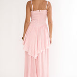 Delin Smocked Layered Maxi Dress Blush