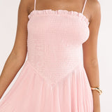 Delin Smocked Layered Maxi Dress Blush