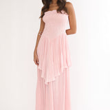 Delin Smocked Layered Maxi Dress Blush
