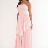 Delin Smocked Layered Maxi Dress Blush