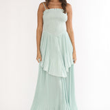 Delin Smocked Layered Maxi Dress Sage