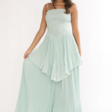 Delin Smocked Layered Maxi Dress Sage