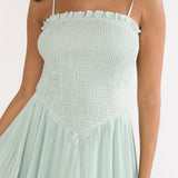 Delin Smocked Layered Maxi Dress Sage