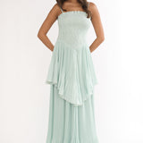 Delin Smocked Layered Maxi Dress Sage