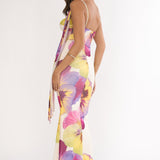 Tallis One-Shoulder Asymmetric Neckline Dress Beige