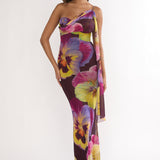Tallis One-Shoulder Asymmetric Neckline Dress Brown