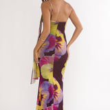 Tallis One-Shoulder Asymmetric Neckline Dress Brown