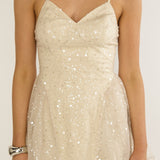 Roselisse Cami Strap Sequin Mini Dress Oyster