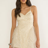 Roselisse Cami Strap Sequin Mini Dress Oyster