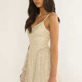 Roselisse Cami Strap Sequin Mini Dress Oyster