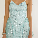 Roselisse Cami Strap Sequin Mini Dress Sage