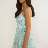 Roselisse Cami Strap Sequin Mini Dress Sage
