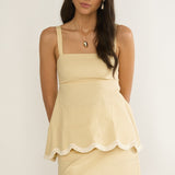 Marcelline Scallop Hem Mini Skirt Apricot