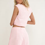 Florrie Box Pleat Pocket Shorts Rosewater