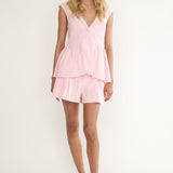 Florrie Button Flounce Top Rosewater