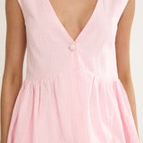 Florrie Button Flounce Top Rosewater