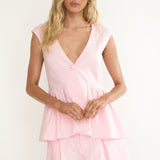 Florrie Button Flounce Top Rosewater