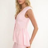 Florrie Button Flounce Top Rosewater