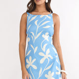 Tamora Tied Back Mini Dress Floral Blue