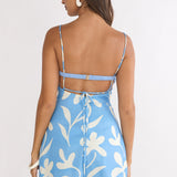 Tamora Tied Back Mini Dress Floral Blue
