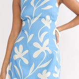 Tamora Tied Back Mini Dress Floral Blue