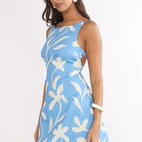 Tamora Tied Back Mini Dress Floral Blue