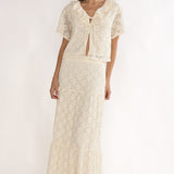 Sera Lane Crochet Tie Top Cream