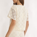 Sera Lane Crochet Tie Top Cream