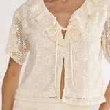 Sera Lane Crochet Tie Top Cream