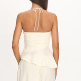 Tilah Asymmetric Ruched Top Cream
