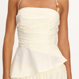Tilah Asymmetric Ruched Top Cream