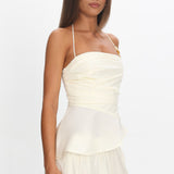 Tilah Asymmetric Ruched Top Cream