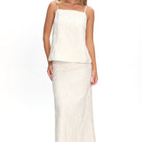 Alondra Textured Maxi Skirt Oatmeal