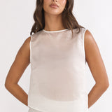 Lemora Asymmetric Hem Top White