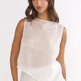 Lemora Asymmetric Hem Top White
