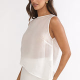 Lemora Asymmetric Hem Top White