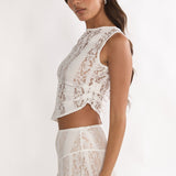 Eleesa Asymmetric Hem Top Lace White