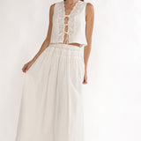 Beliza Lace Trim Skirt White