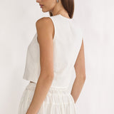 Beliza Tie Front Top White