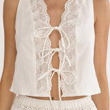 Beliza Tie Front Top White