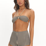 LIONESS Bloom Bikini Top Beige Stripe