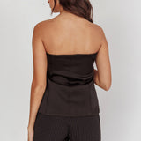 Danni Strapless Gold Button Top Black