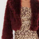 Aland Fuzzy Faux Fur Jacket Wine