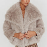 Copenhagen Oversized Lapel Fur Jacket Cream