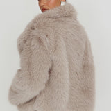 Copenhagen Oversized Lapel Fur Jacket Cream