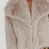 Copenhagen Oversized Lapel Fur Jacket Cream