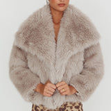 Copenhagen Oversized Lapel Fur Jacket Cream