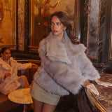 Copenhagen Oversized Lapel Fur Jacket Cream