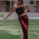 Cherubim Satin Maxi Skirt Wine