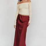 Cherubim Satin Maxi Skirt Wine
